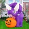GOOSH 4 FT Width Halloween Inflatables Dinosaur with Pumpkin with Built-in LEDs